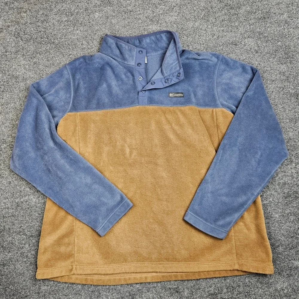 Columbia Flattop Ridge Half Snap Pullover Fleece‎ Jacket Men's XXL Blue Brown